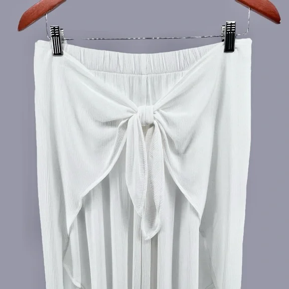 Kona Sol NWT Split Wide Leg Tie Front Pants Sz M White Gauzy Swim Cover Up Sheer - Picture 8 of 15